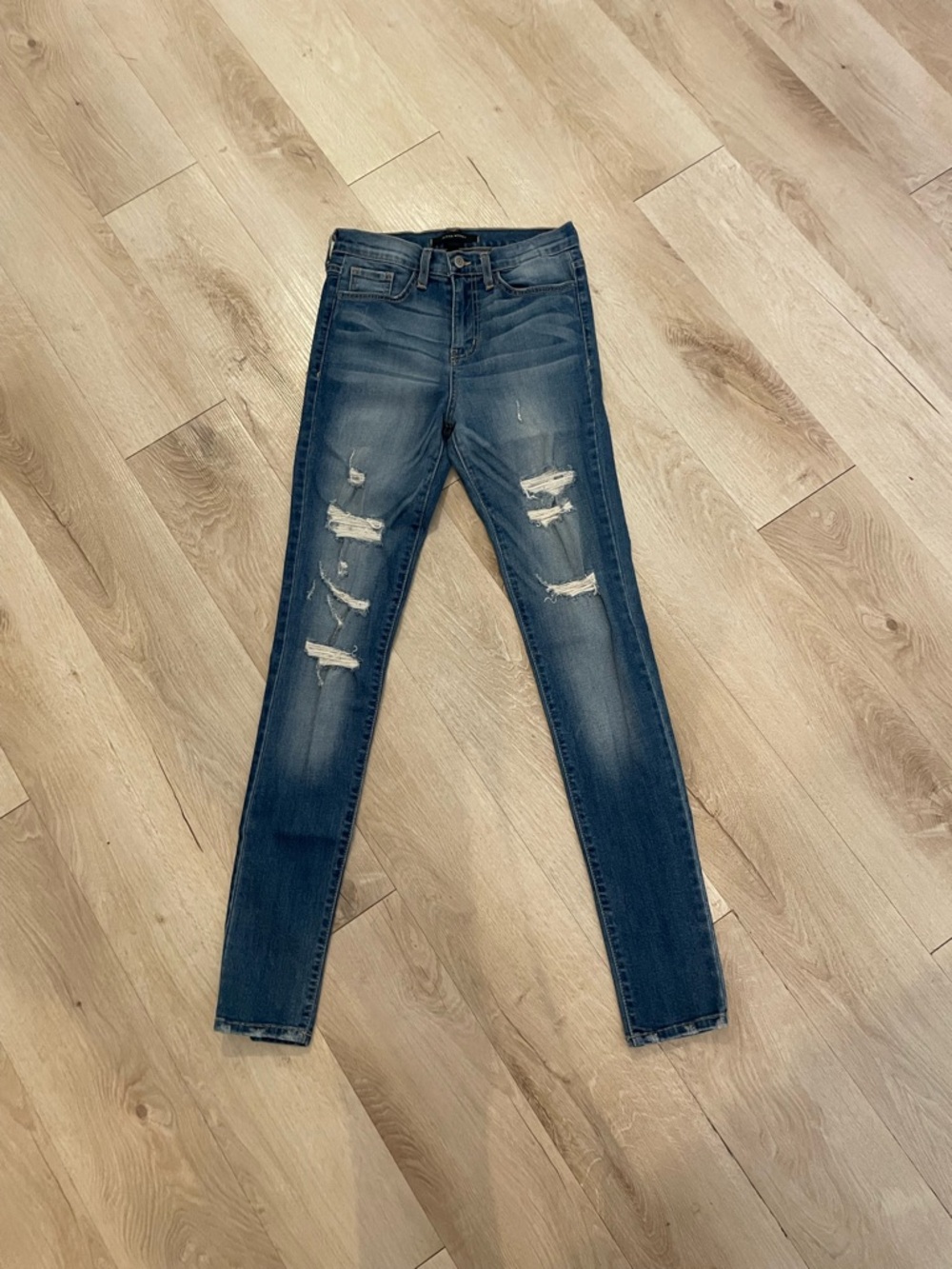 Flying Monkey Women's Ripped Skinny Jeans - Dark Blue Wash